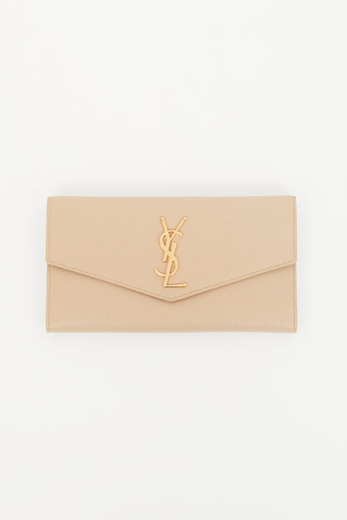 Saint Laurent Beige Leather Uptown Long Wallet