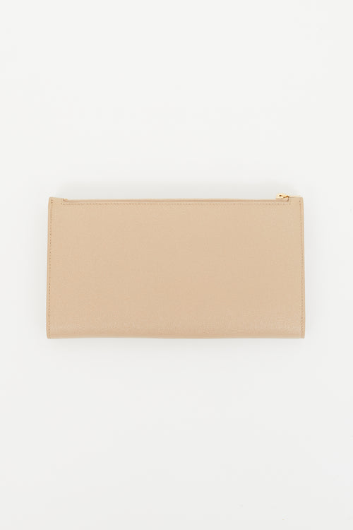 Saint Laurent Beige Leather Uptown Long Wallet