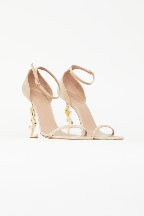 Saint Laurent Beige Opyum 110 Logo Sandal