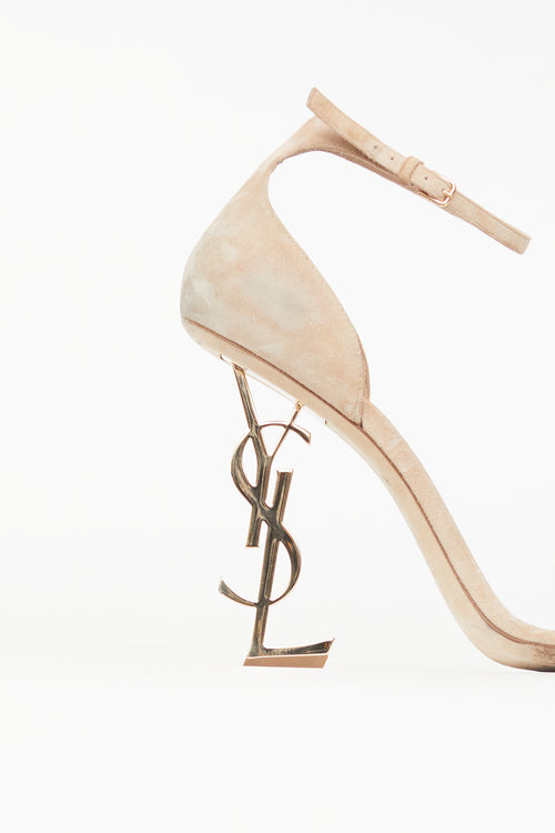 Saint Laurent Beige Opyum 110 Logo Sandal