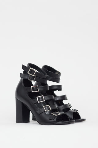 Saint Laurent Black Babies Cut Out Leather Sandal