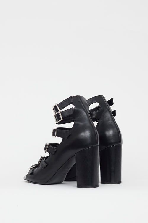 Saint Laurent Black Babies Cut Out Leather Sandal