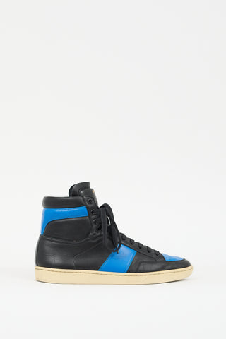 Saint Laurent Black 
Blue Leather SL10H Sneaker