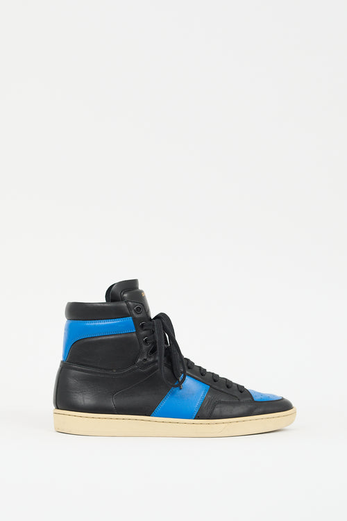 Saint Laurent Black 
Blue Leather SL10H Sneaker