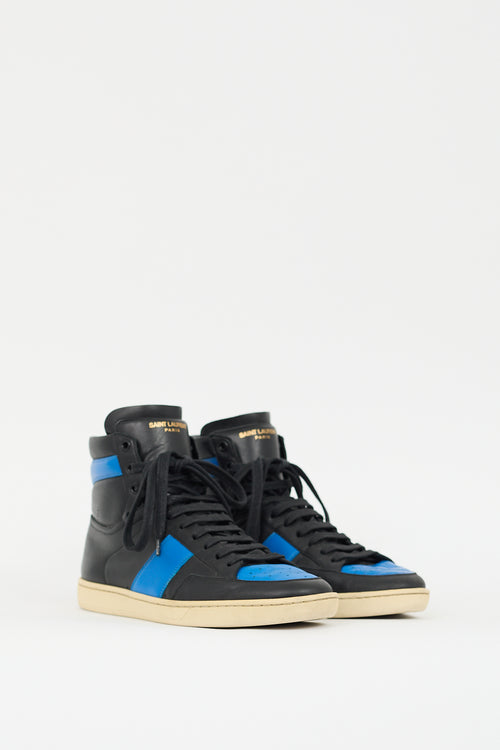 Saint Laurent Black 
Blue Leather SL10H Sneaker