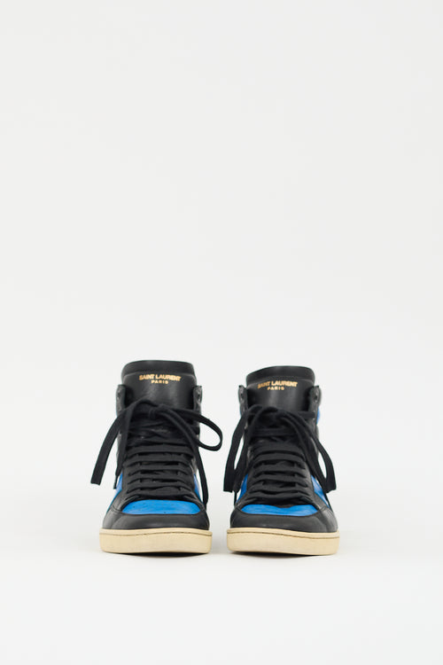 Saint Laurent Black 
Blue Leather SL10H Sneaker