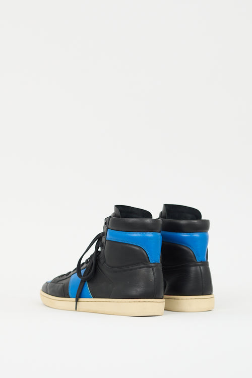 Saint Laurent Black 
Blue Leather SL10H Sneaker