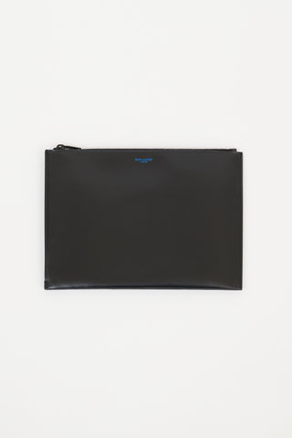 Saint Laurent Black Smooth Leather Clutch