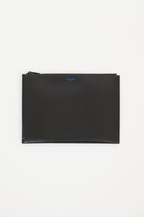 Saint Laurent Black Smooth Leather Clutch