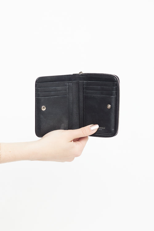 Saint Laurent Black Embossed Leather Cassandre Wallet