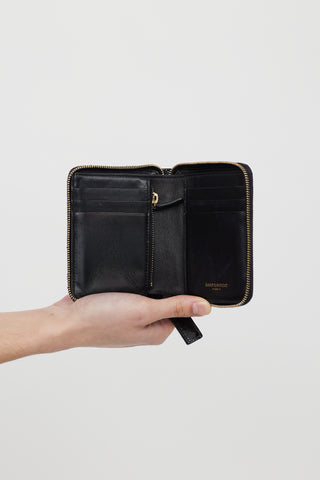 Saint Laurent Black Patent Vicky Cassandre Zip Wallet