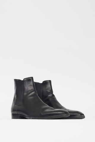 Saint Laurent Black Leather Ankle Chelsea Boot