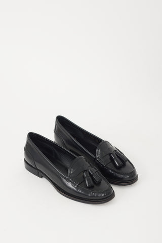 Saint Laurent Black Leather Universite Tassel Loafer