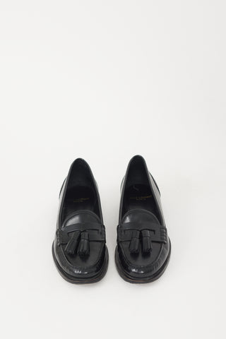 Saint Laurent Black Leather Universite Tassel Loafer