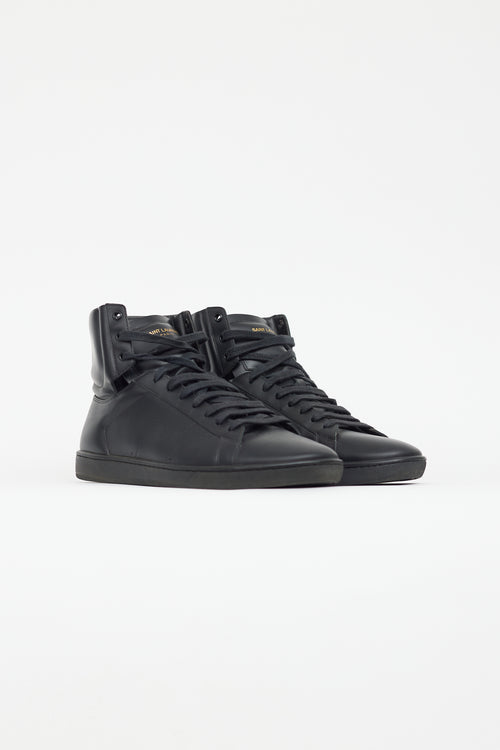 Saint Laurent Black Leather High Top Sneaker