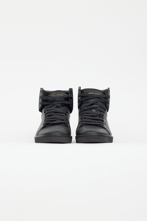 Saint Laurent Black Leather High Top Sneaker