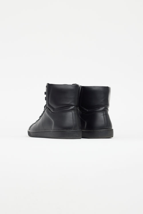 Saint Laurent Black Leather High Top Sneaker