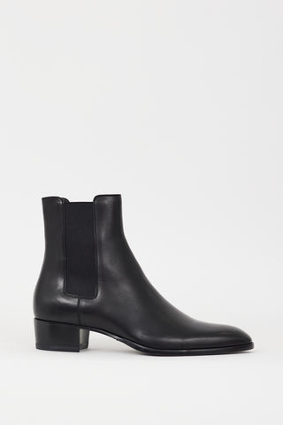 Saint Laurent Black Leather Pointed Toe Chelsea Boot