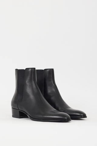 Saint Laurent Black Leather Pointed Toe Chelsea Boot