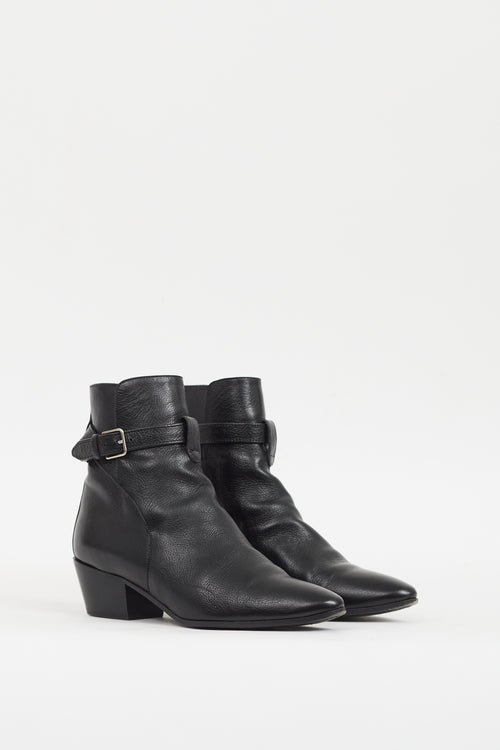 Saint Laurent Black Leather Wyatt Jodhpur Boot