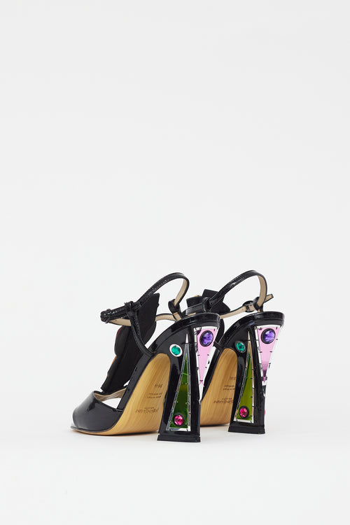 Saint Laurent Black 
Multicolour Jewel Patent Sandal