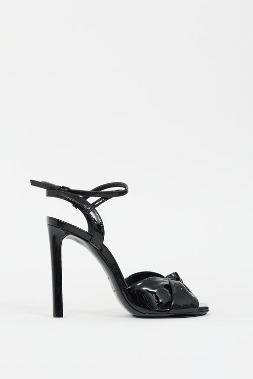 Saint Laurent Black Patent Leather Amy Knotted Heel