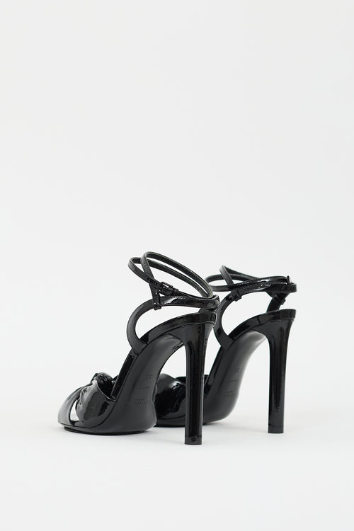 Saint Laurent Black Patent Leather Amy Knotted Heel