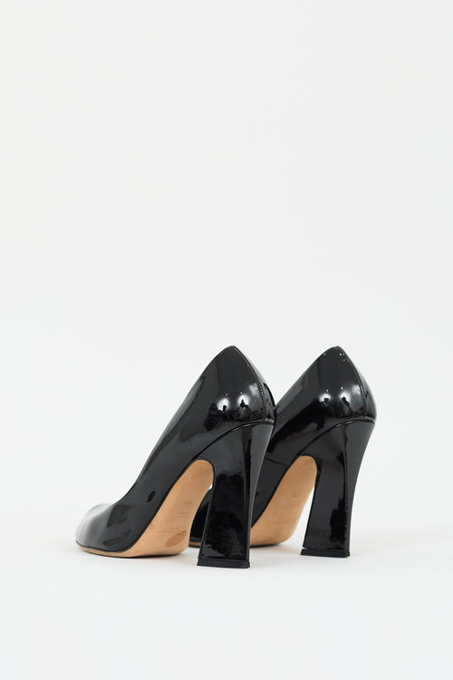 Saint Laurent Black Patent Leather Peep Toe Pump