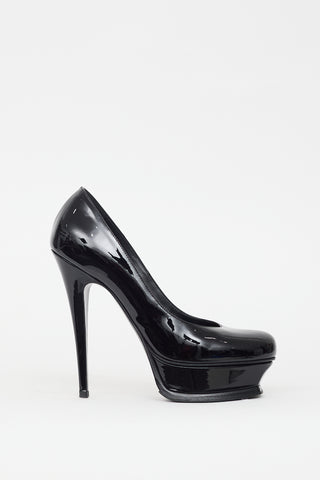 Saint Laurent Black Patent Leather Platform Pump