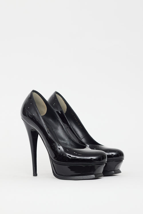 Saint Laurent Black Patent Leather Platform Pump