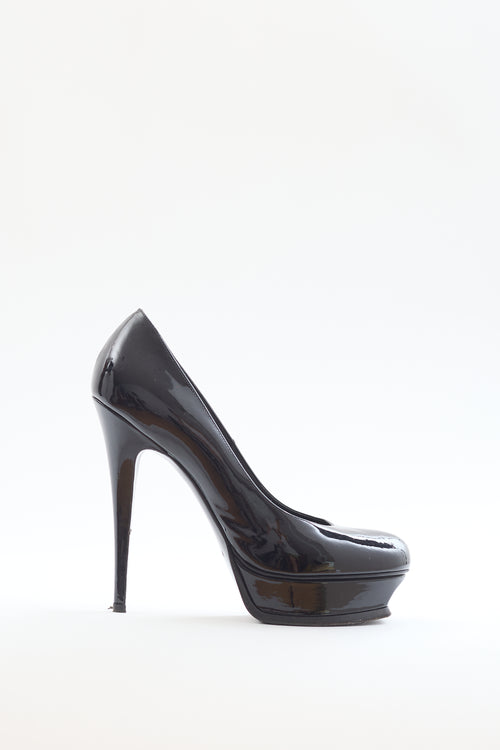 Saint Laurent Black Patent Leather Platform Pump