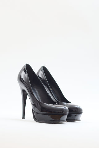 Saint Laurent Black Patent Leather Platform Pump