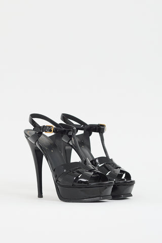 Saint Laurent Black Patent Leather Tribute Platform Heel