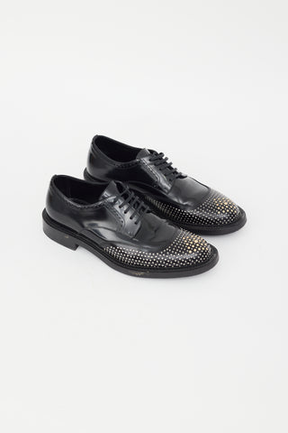 Saint Laurent Black Patent Nail Studded Brogue