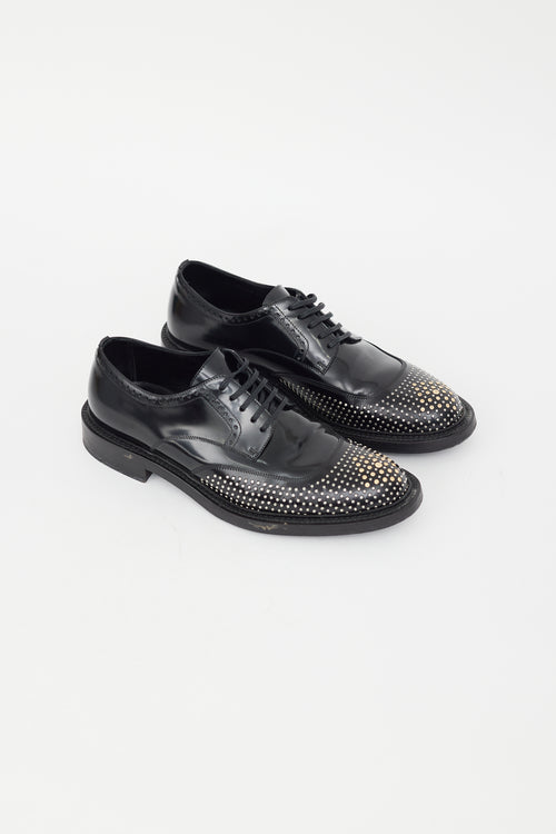 Saint Laurent Black Patent Nail Studded Brogue