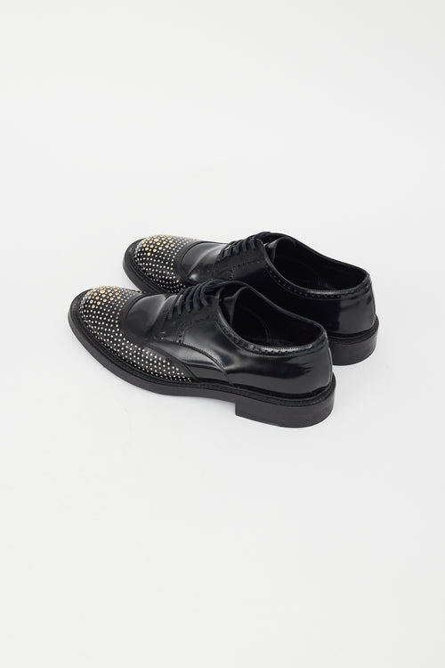 Saint Laurent Black Patent Nail Studded Brogue