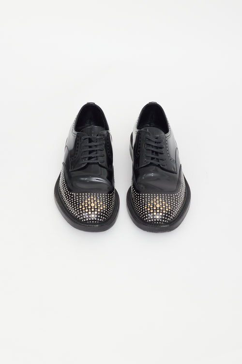 Saint Laurent Black Patent Nail Studded Brogue