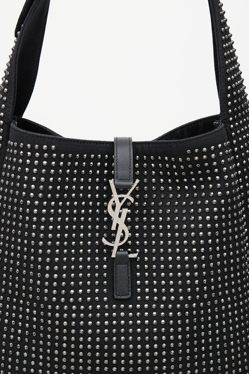 Saint Laurent Black 
Silver Le 5 a 7 Medium Rhinestone Bag