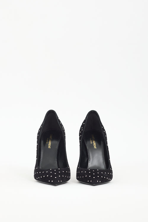 Saint Laurent Black Suede Studded Anya Pump