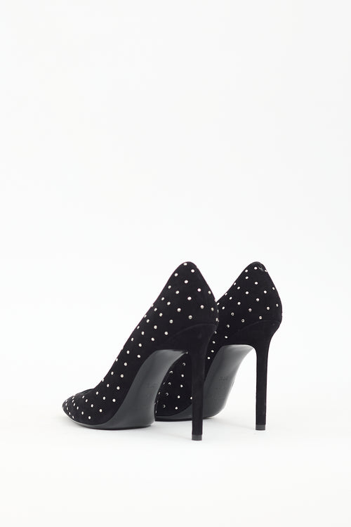 Saint Laurent Black Suede Studded Anya Pump