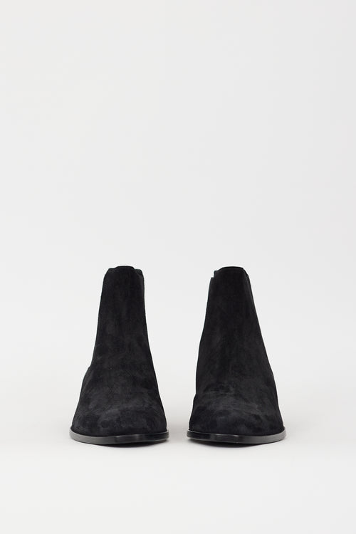 Saint Laurent Black Suede Pointed Toe Chelsea Boot