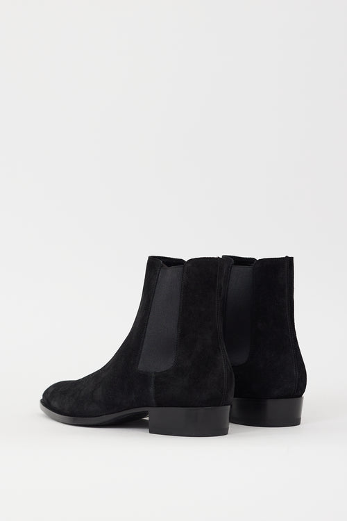 Saint Laurent Black Suede Pointed Toe Chelsea Boot