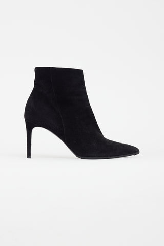 Saint Laurent Black Suede Pointed Toe Heeled Boot