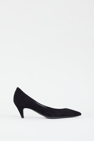 Saint Laurent Black Suede Kitten Heel Pump