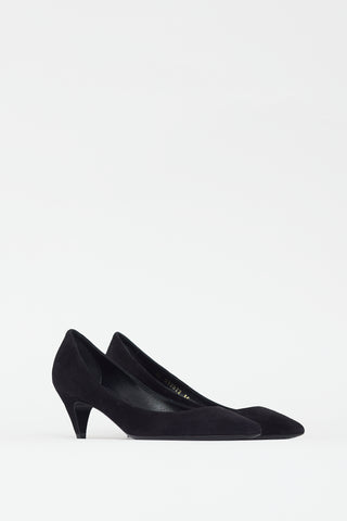 Saint Laurent Black Suede Kitten Heel Pump