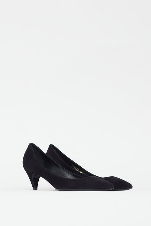 Saint Laurent Black Suede Kitten Heel Pump