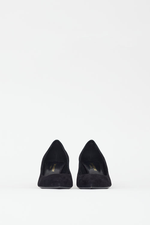 Saint Laurent Black Suede Kitten Heel Pump