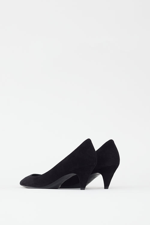 Saint Laurent Black Suede Kitten Heel Pump