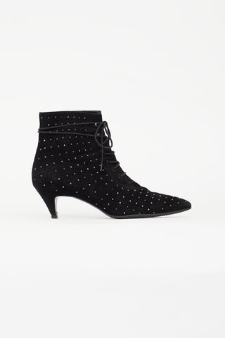 Saint Laurent Black 50 Suede Rhinestone Bootie