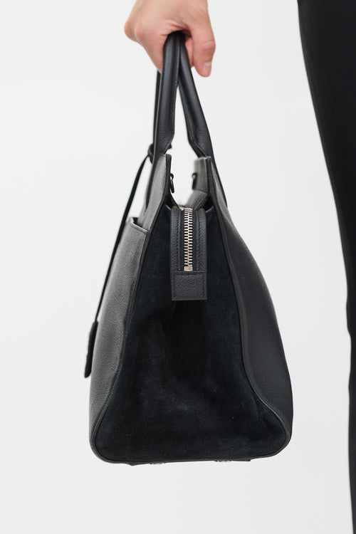 Saint Laurent Black Leather 
Suede Cabas Rive Gauche Bag